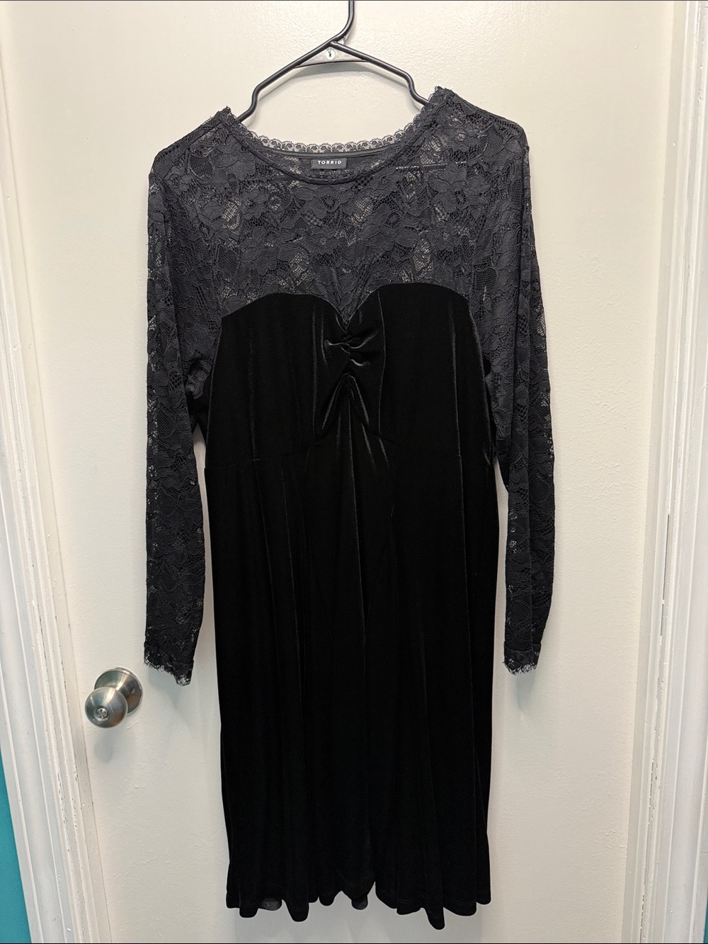 Rare Torrid Black Lace Velvet Mini Dress